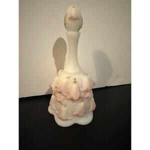 FENTON 95th Anniversary Satin Milk Glass Lily of the Valley Signed Bell